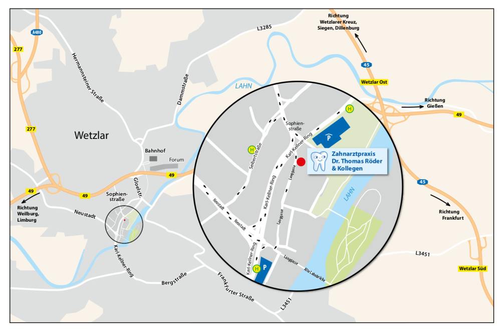 Zahnarzt Wetzlar Dr. Röder - Parkmöglichkeiten